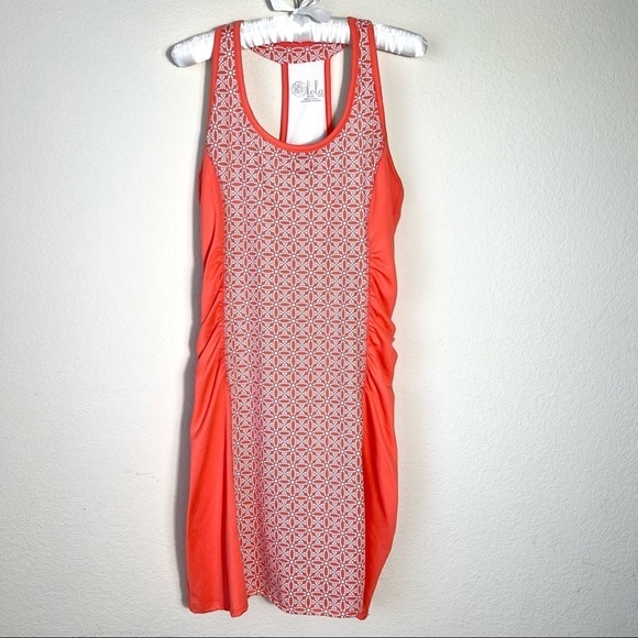 Lola by AFG‎ Orange Sports Dress Halter Back Sleeveless Stretch Size Medium - Picture 1 of 9